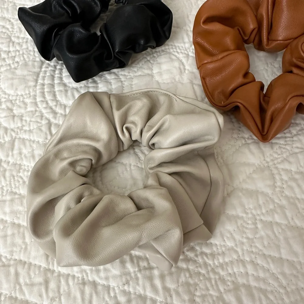 Set of 3 Primark Faux Vegan Leather Hair Ties Scrunchies